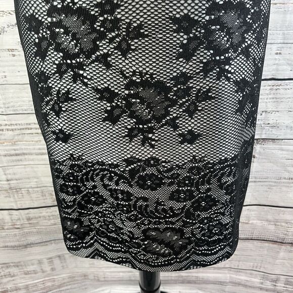 The Limited Skirt size 12 Black Silver Floral Lace Straight Pencil Knee Wedding - Picture 5 of 8